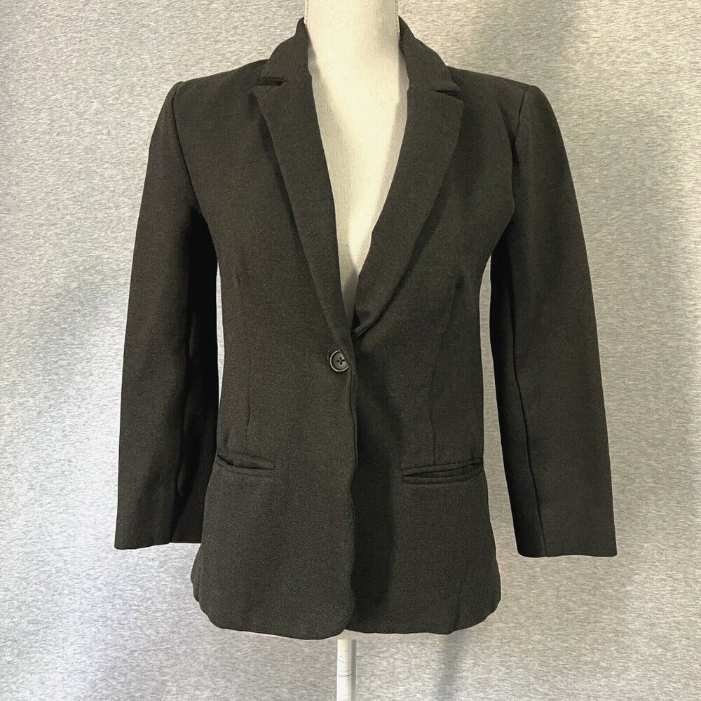 J Crew Factory Blazer Jacket Womens Size 2 Charcoal Grey Ponte Career Academia